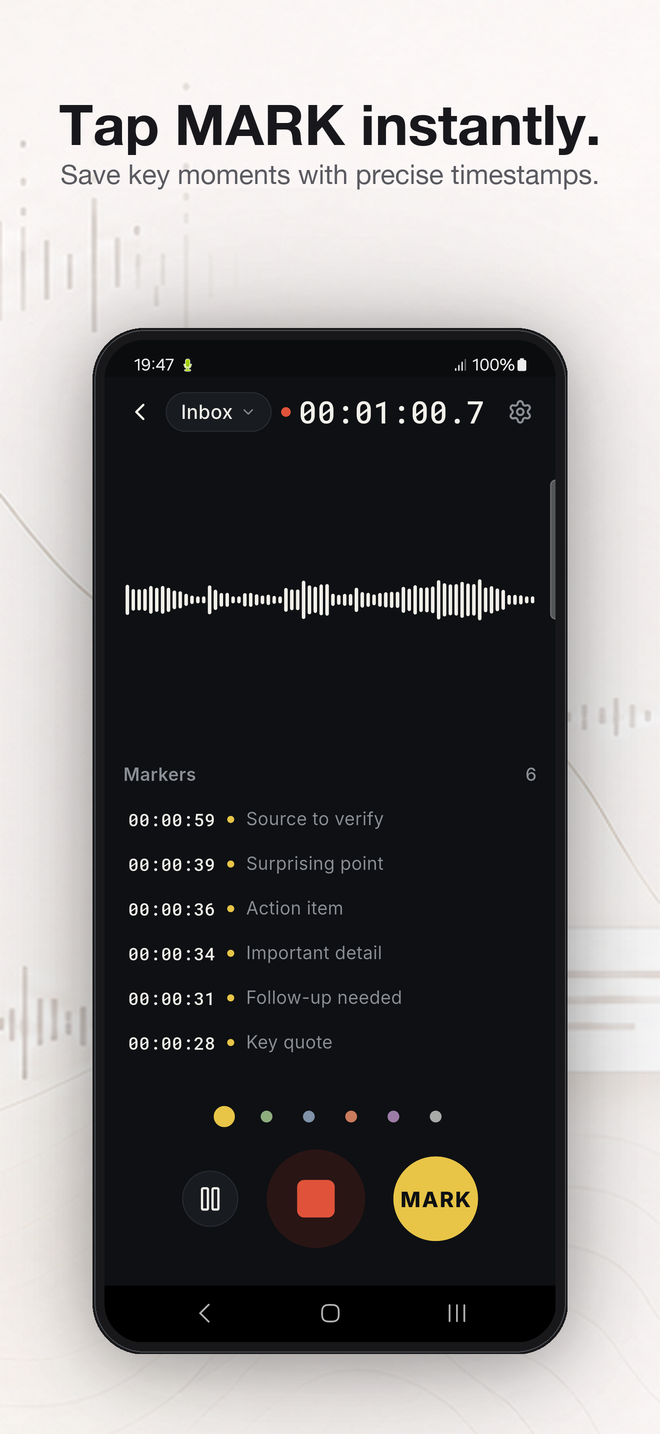 FieldRecorder — tap MARK instantly