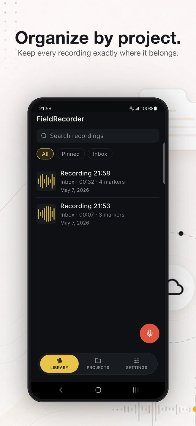 FieldRecorder - organize by project