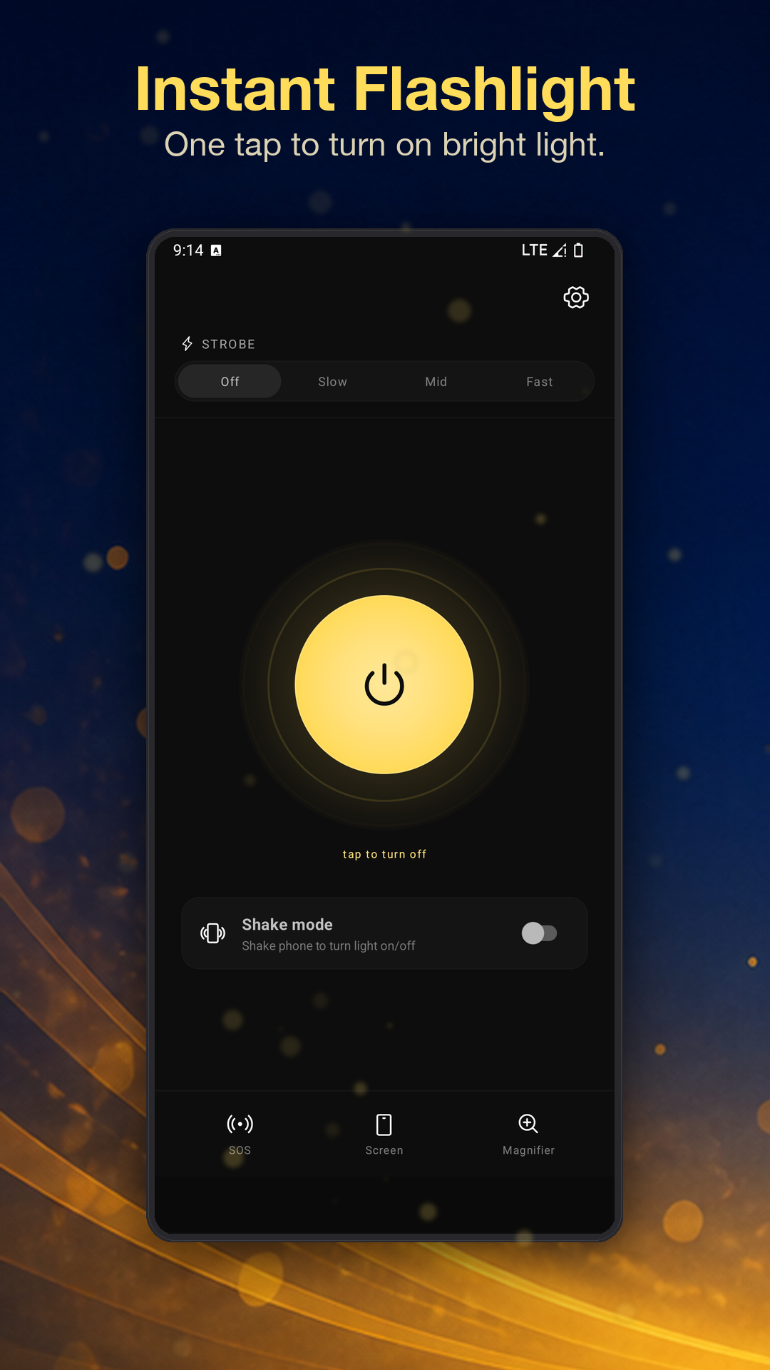 Instant flashlight — one tap to turn on bright light