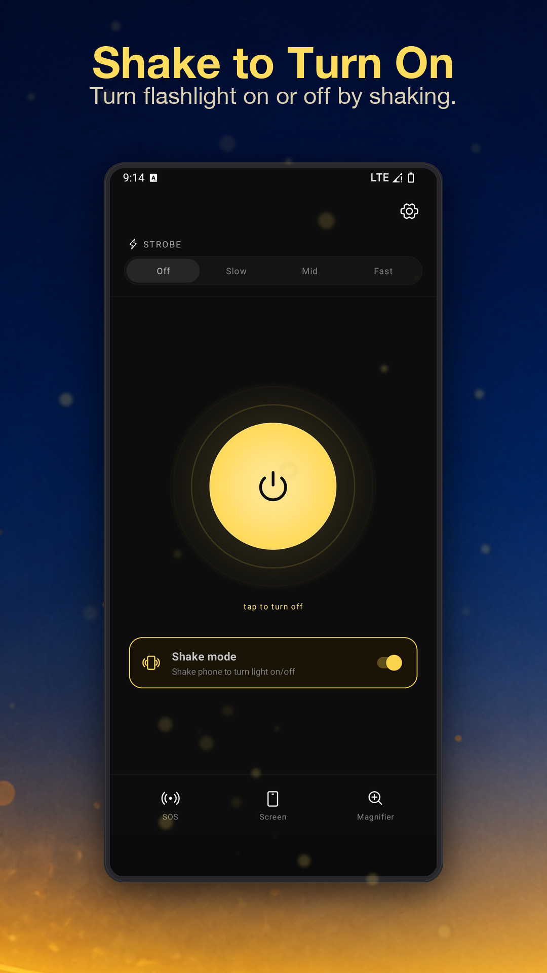 Shake to turn on — toggle by shaking your phone