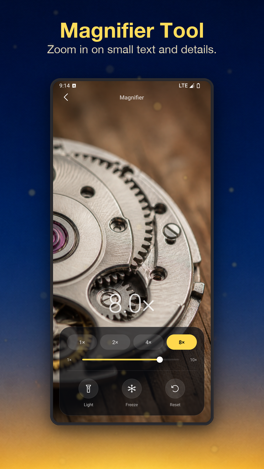 Magnifier tool — zoom in on small text and details