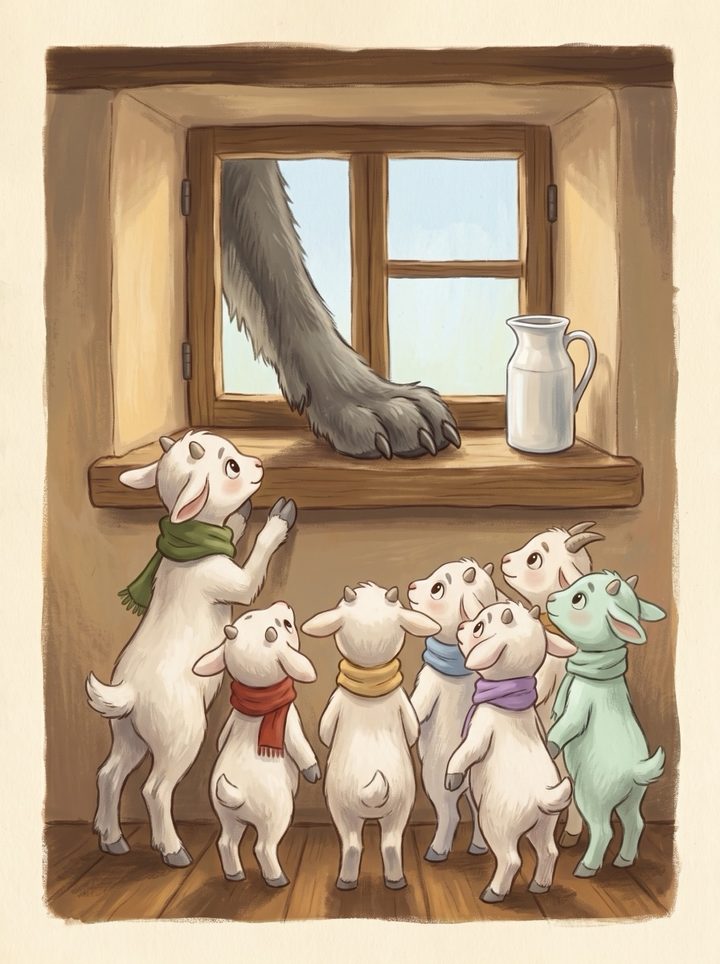The Wolf and the Seven Little Kids, page 4.