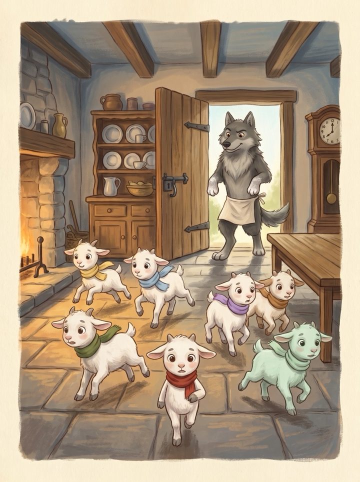 The Wolf and the Seven Little Kids, page 6.