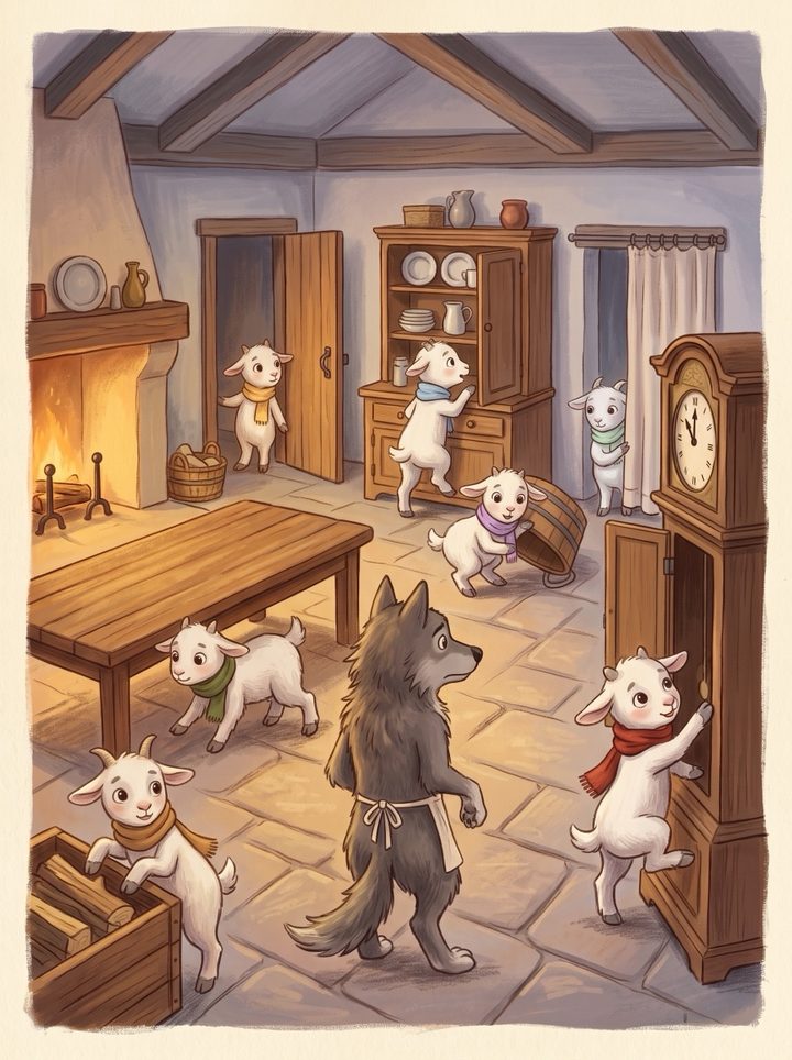 The Wolf and the Seven Little Kids, page 7.