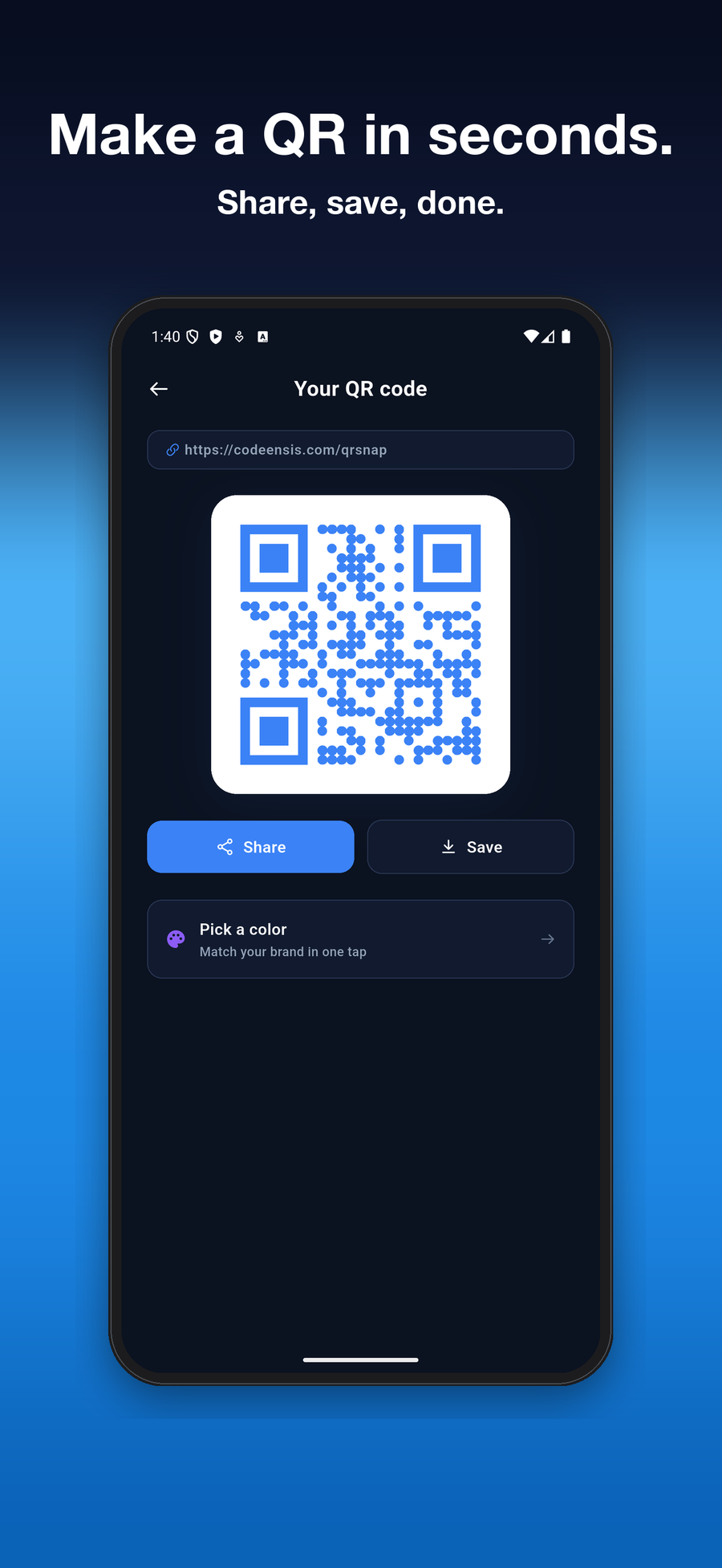 QR Snap generated code
