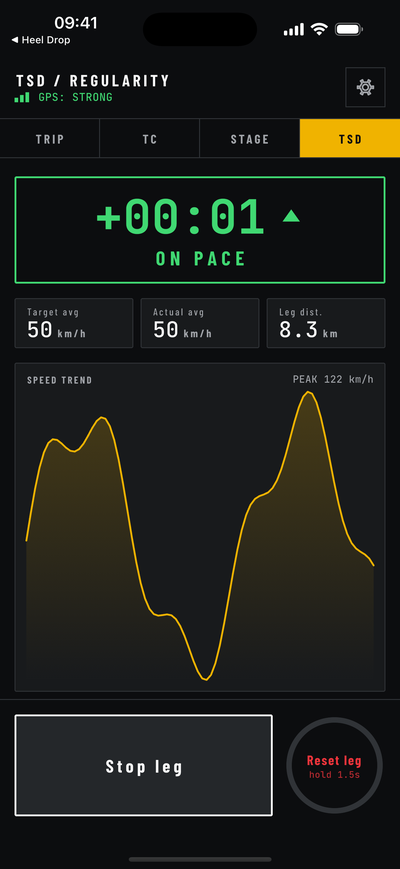 StageMeter TSD/Regularity - live deviation from your target pace