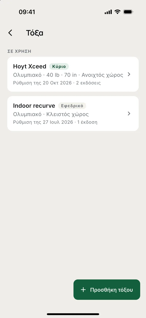 Τα τόξα μου: όσα είναι σε χρήση και όσα έχουν αποσυρθεί.