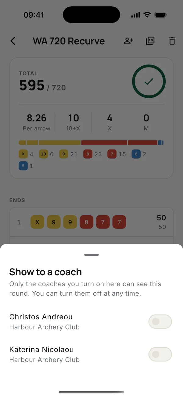 Turn on the coaches who may see this round. You can turn them off again.