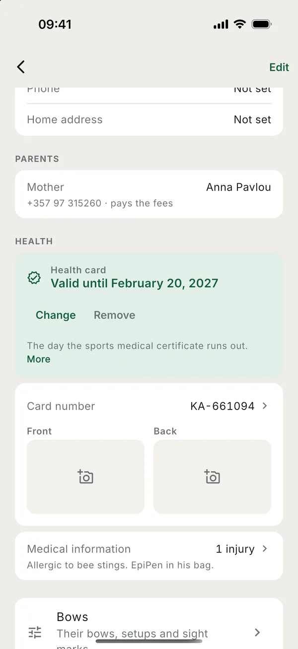 For a child: their parents, the health card and the card number.