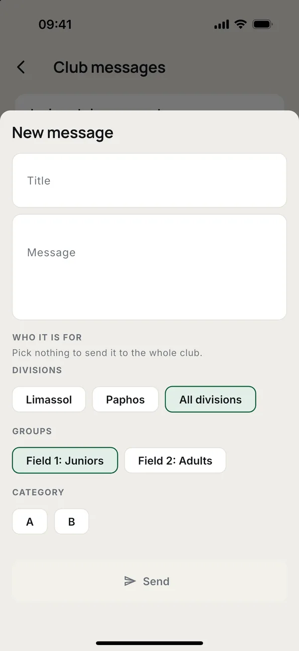 New message: a title, the text and who it is for.