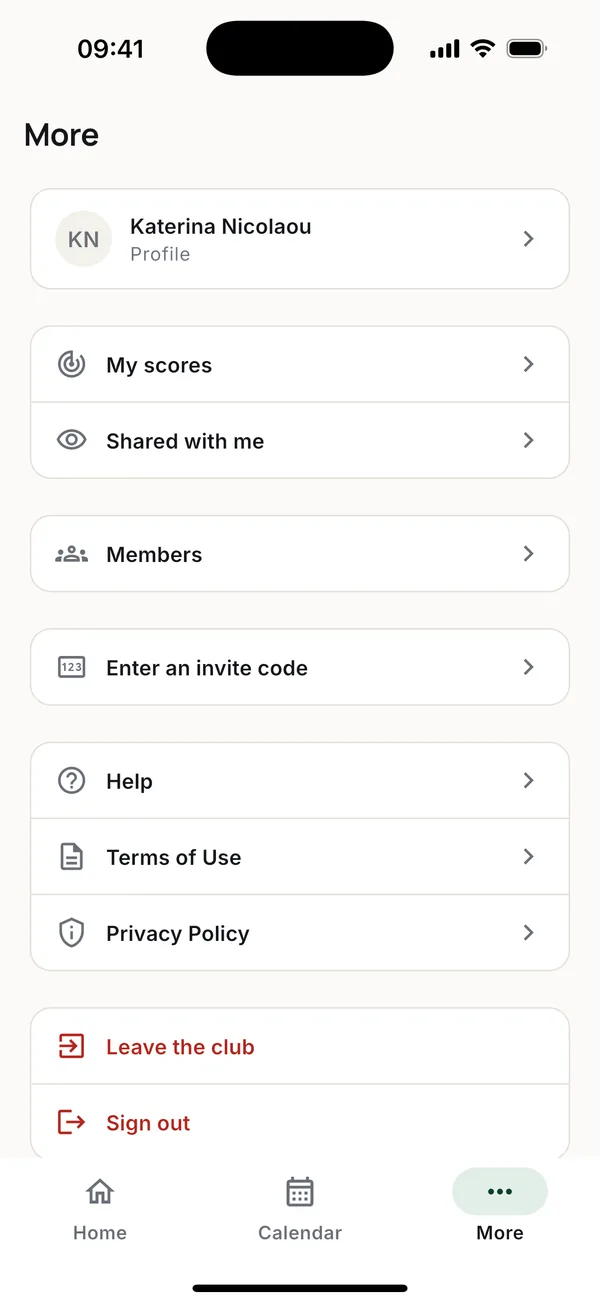 Members, My scores and Help.