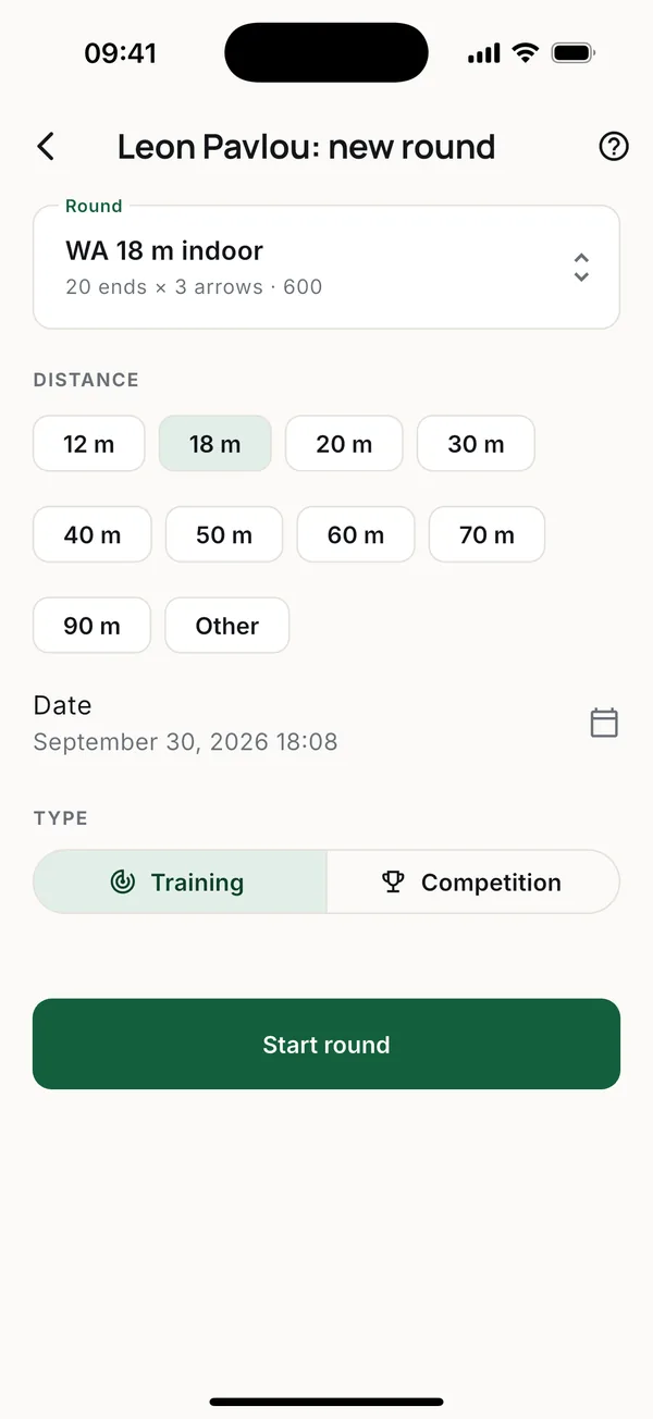 The athlete's name is in the title, so the round goes to the right person.