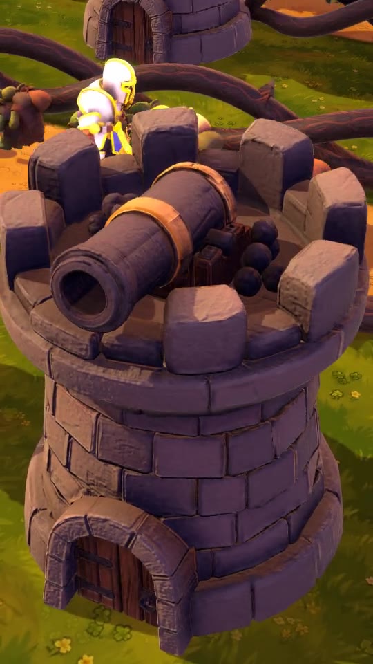 A cannon tower aiming at the road