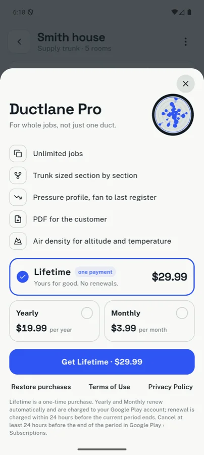 Ductlane Pro: Lifetime, Yearly and Monthly plans