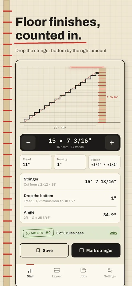 Floor finishes counted into the drop at the bottom